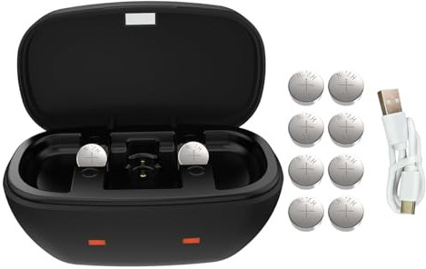 Rechargeable Hearing Aid Batteries and Charger Station for 13 Hearing Aid Amplifiers Battery Charger with 8 Pack Rechargeable Silver-Zinc Battery Size 13 Button Batteries