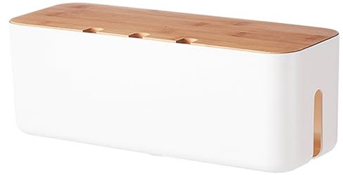 Btstil Cable Tidy Box, Large Cable Management Box with Bamboo Lid, Cord Hider Box Accessories for Hiding Cables 36x13x13.4cm (L)