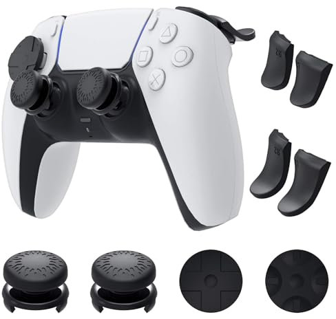 GAMSURFING Joystick Caps Set for DualSense PS5 Controller-1 Pair Thumb Grip,2 Pairs Mid & Long L2 R2 Trigger Extenders and 1 Pair D-Pad Buttons Caps,Game Accessories for Sony PS5 Dualsense Controller