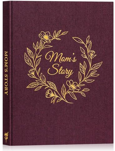 Lanpn Mom Life Story Bokdagbok med 270+ uppmaningar, linne inbunden mor berättelse guidad dagbok att fylla i, mamma minne minnesbok, mors dag födelsedag julklapp till mamma, lila