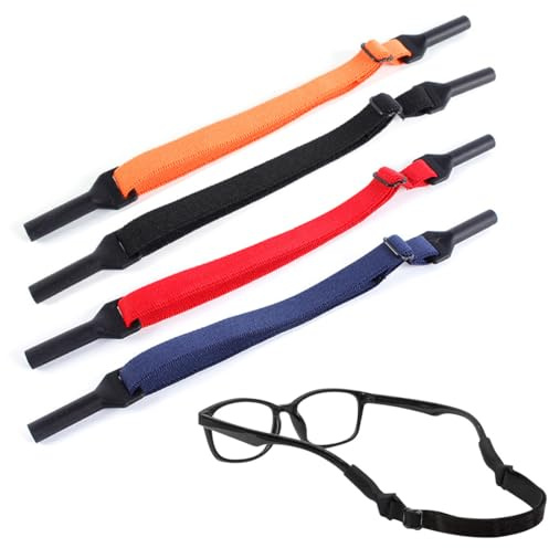 GNALIA Porta Occhiali Da Collo 4 Pezzi Regolabile Nero Arancione Rosso Blu Scuro Universale Per Uomini Donne Bambini Sportivo