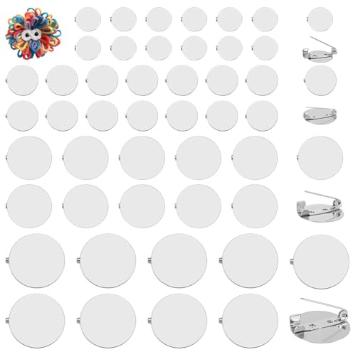 NBEADS 80 spilla Rotonda Piatta In 4 misure, Vassoi Rotondi per Spille Vassoi Piatti Vuoti In Ferro Badge Fai Da Te Accessori per Decorazioni Gioielli per Feste di Matrimonio, Platino, 15/20/25/30mm