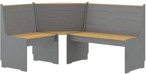 LLEZKBR Corner Bench 151 cm Solid Wood Pine Honey Brown and Grey,Benches,Kitchen & Dining Benches