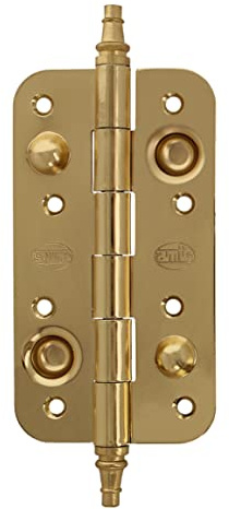 Amig - Bisagra de Seguridad - 150 x 82 x 3 mm - Cantos Redondos - Con Remate Decorativo - Sujeta Puertas de Entrada con Firmeza - Acero Latonado Barnizado