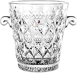 Glass Ice Bucket Wine Cooler Crystal Ice Container with 2 Handles Champagne/Wine Beer Cooling Container