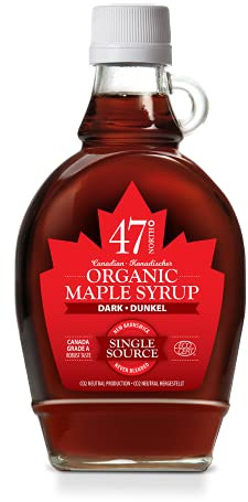 47° North Sirop d'érable biologique doré, FONCÉ – FORT, Canada, 250g, source unique, grade A, sans gluten, végétalien, goût léger et sucré pour les crêpes et plus encore