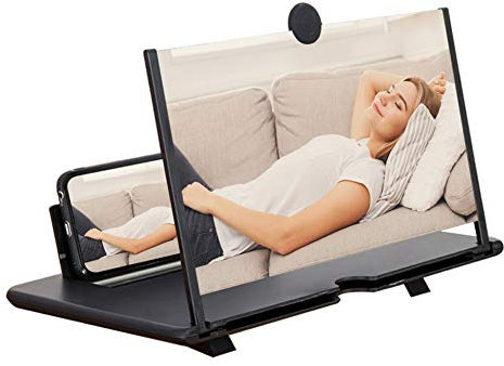 14 Inch Mobile Phone Screen Magnifier,Folding Stand Holder Portable for Movie Video Enlarger 3D Phone Agnifier Screen Pull Design for All Smartphone(Black)
