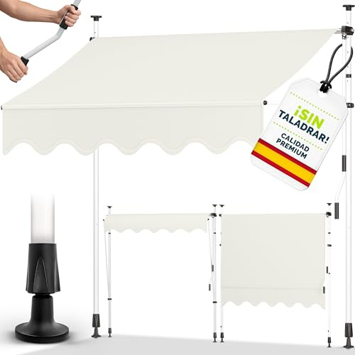 tillvex Tenda da Sole a Bracci con Manovella 150cm | Protezione per Il Balcone, Regolabile, Senza Forare, a Manovella | Tenda resistente per Esterno ai raggi UV e regolabile in Altezza