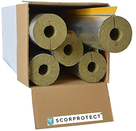 Cartón lleno de aluminio laminado tubo aislamiento lana de roca con conductividad térmica 0.040 (lana de roca, 54 x 50 mm x 1 metro)