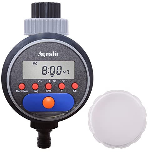 Aqualin Orologio per irrigazione con valvola a Sfera, Computer di irrigazione Automatico, aggiornamento per Computer dell'Acqua, Timer, Sistema di irrigazione per Giardino Cortile (con Display)