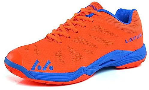 NGARY Chaussures de badminton pour adultes, hommes, légères et respirantes, pour l'intérieur, pour tennis, table, tennis, raquette, squash, volleyball, Orange, 41 EU