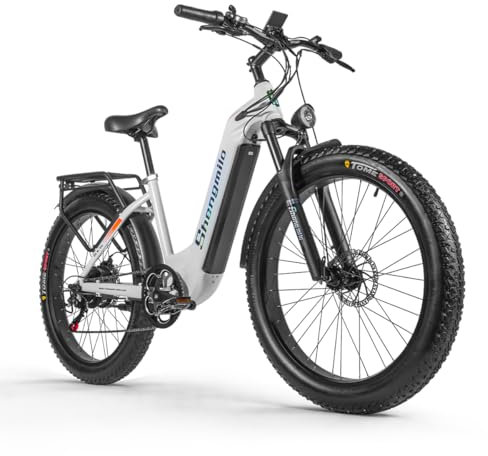 Shengmilo-MX06 26-Zoll-Elektrofahrrad für Erwachsene,17,5 Ah 840 Wh Li-Akku, Leistungsstarker Motor, Fat Tire E-Mountainbike mit 3 Fahrmodi, City-E-Bike, 7 Gänge, Doppelscheibenbremsen