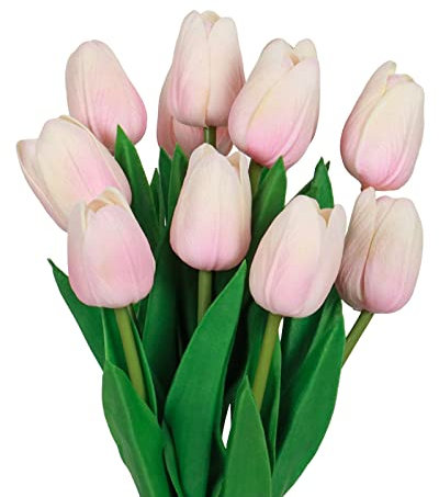VaryFloral Fausse Fleur 10pcs Tulipe Artificielle Rose Fleurs Artificielles Deco PU Bouquet Fleur Artificielle Vrai Toucher Fleurs Décoration de Mariage Cuisine Magasin de Café Décoration Intérieure