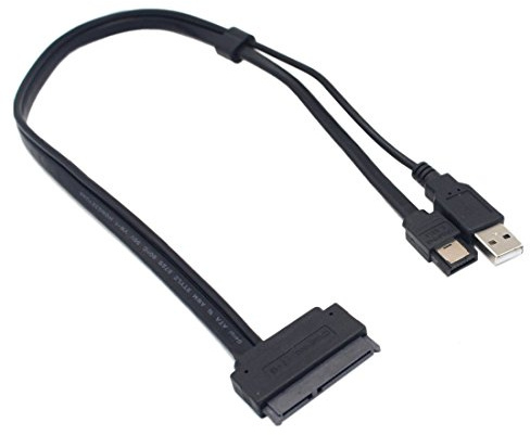 Booso Adattatore per di Alimentazione USB da 2,5 Pollici per Unità Disco Rigido da 22 Pin a ESATA per Dati Ottimizzati per SSD, Supporto UASP III/EC-SSHD