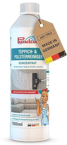 PASTACLEAN® 1L Waschsauger Polsterreiniger Konzentrat I Polsterreiniger für Sofa, Polster, Teppich, Textilreiniger, Autositze uvm. I Für Reinigung per Hand & für Waschsauger & Nasssauger