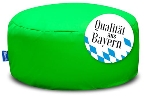 Bruni Pouf Sittpall M i grönt – rund sittpuff, inomhus och utomhus som fotpall, yogasittkudde, meditationskudde, tillverkad i Tyskland