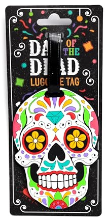 Etiqueta para equipaje de PVC – Calavera mexicana – Día de los Muertos – Etiqueta para Maleta Avión Puckator