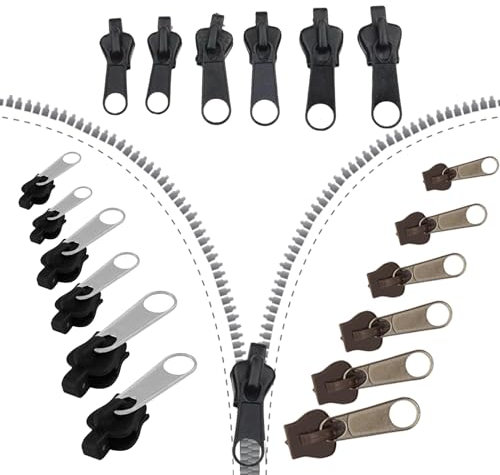 18 Stück Reißverschluss Reparatur Set Reißverschluss Schieber Ersatz Zipper Haltekit Haushaltbarer Fix-reißverschluss Universal Reparatur Ersatzteile für Jacke Mantel Reisekoffer Schulranzen(3 Farben)