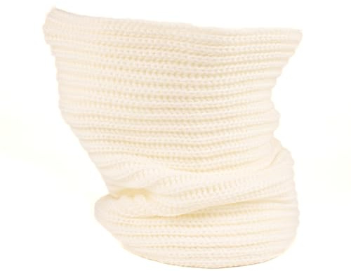 Cache-cou homme femme en laine mérinos tubulaire tricotée 100 % fabriquée en Italie écharpe en anneau chapeau col en laine vierge mérinos, crème, Taille Unique