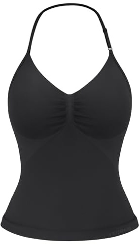 YEOREO SoftHue Impact Longline Strappy Top Women's Halter Workout Tank Tops Backless Gym Longline with Adjustable Strap Black