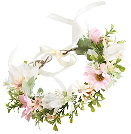 HONITANO Couronne De Fleurs En Fil De Soie Pour Femmes Bandeau Décoratif En Forme De Marguerite Pour Fête Mariage Filles Mariée Couronne De Cheveux En Marguerite Bricolage