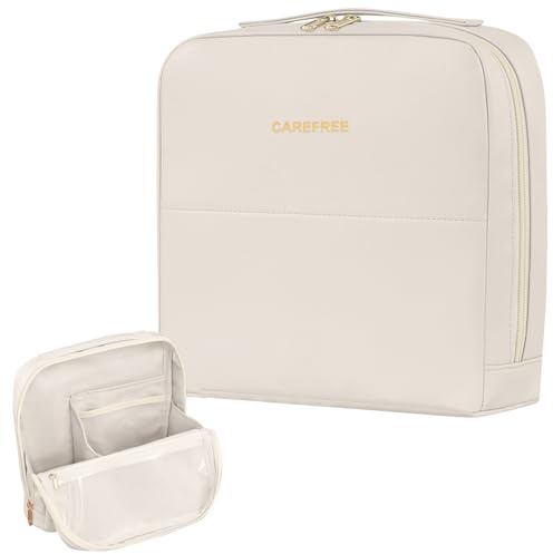 Wdmiya Bolsa Maquillaje Viaje para Mujer, Bolsa de Cosméticos de Pie, Neceser Maquillaje Cuero PU con División, Multifuncional, Impermeable, Organizador Bolsas de Aseo