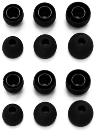 Dioche 12 Almohadillas de Repuesto para Auriculares – Almohadillas de Silicona Premium para Auriculares Intrauditivos – 3 Tamaños Incluidos – Accesorios para Cómodos y Duraderos (Black)