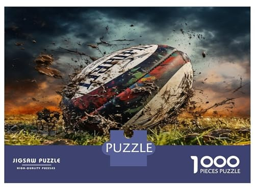 Rugby Puzzle 1000 Pièces avec Découpe Précise, Jeu De Puzzle Classique Splash rugbyconcentration Training Puzzle pour Un Tableau À Encadrer, Superbe Idée Cadeau 52x38cm/1000pcs