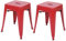 2er-Set Hocker HWC-A73, Metallhocker Sitzhocker, Metall Industriedesign stapelbar - rot