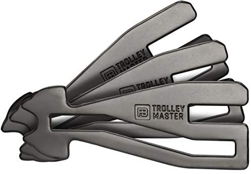 FABACH 3 Black Trolley Master Einkaufswagenlöser für Einkaufswagen - Öffnet Frontlader- und Seitenschubfachsysteme - Abziehbarer Einkaufswagenchip Einkaufs-Chip Schlüsselanhänger aus Metall