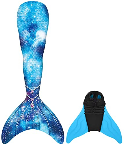 shepretty Damen Mädchen Meerjungfrauenschwanz zum Schwimmen mit Monoflosse, dalanjcka15, S