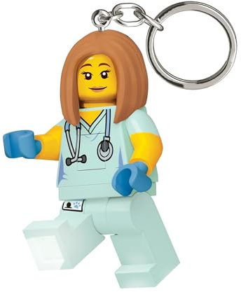 LEGO Iconic Nurse Nurse Keychain LED Flashlight Toys Gift for Kids - 76mm Height Figure (KE156H) - 2 CR2025 Batteries Included