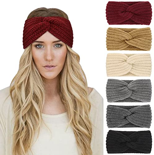 DRESHOW 6 Pezzi Fasce per Capelli Tessuto di Lana Turbante Fascia da Donna Invernale Accessori Cerchietti per Donna Ragazze
