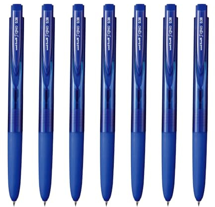 Uni-Ball Signo RT1 Gel Ink Ballpoint Pen, 0.38mm Extra Fine Point, Retractable, Blue Ink, UMN155N38.33, Pack of 7