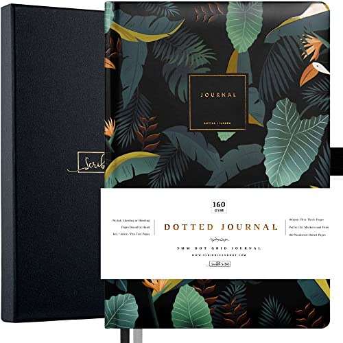 Scribble & Dot® Bullet Planner - Dotted Journal | A5 Ultra Thick 160gsm Paper - Premium Dotted Journal for Artists and Creators, Includes Pen Test Pages (Black Jungle)