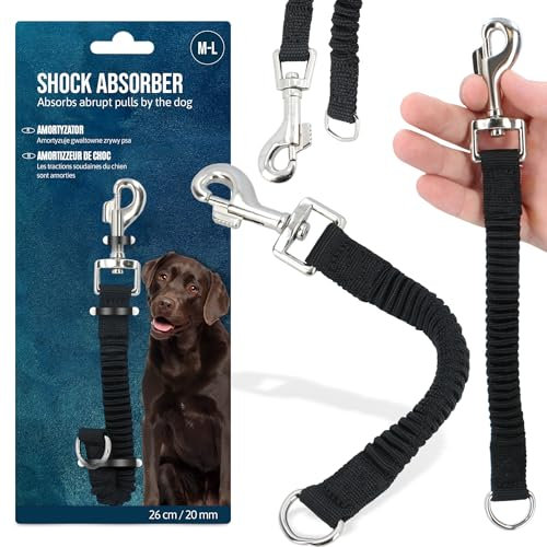 Hund Leine Absorber Seil Leinen Hund Zu Fuß Verlängerung Reflektierende Stoßdämpfer Ruckdämpfer Elastische Leinenverlängerung Zugdämpfung Spazierengehen Joggen Radfahren (M-L)
