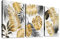3 Panels Mit Rahmen Marmor Goldenen Blättern Leinwand Bilder Grau Gold Bild auf Leinwand Malerei Poster Kunstdruck Wandbilder Wohnzimmer Schlafzimmer Badezimmer Dekorationen 90x40cm (12x16x3pcs)