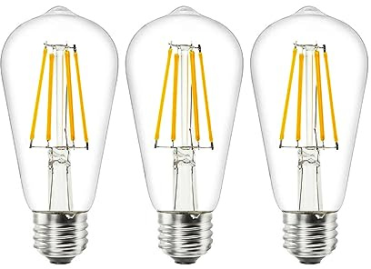 DC 12V ST64 LED Light Bulb 2700k 6W Warm White LED Edison Filament E26 Screw Base Lamp DC Low Voltage RV Marine Boat Classic Industrial Prop Retro Landscape Industrial Lighting Non-dimmable 3-Pack …