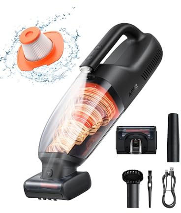 Baseus AP02 Handstaubsauger Kabellos, Autostaubsauger Tierhaare 160W Staubsauger mit LED-Beleuchtung, 10000mAh Akku Staubsauger für Teppich Sofa Treppe Startseite Auto Zubehör