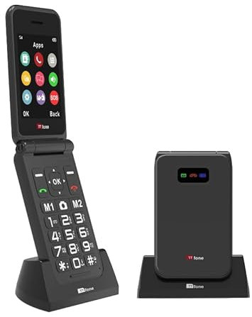 TTfone TT760 4G USB-C Mobile Phone for the Elderly, Simple and easy to use flip folding cell cheap and easy to use, Vodafone Pay as you go (Black, with Dock Charger)