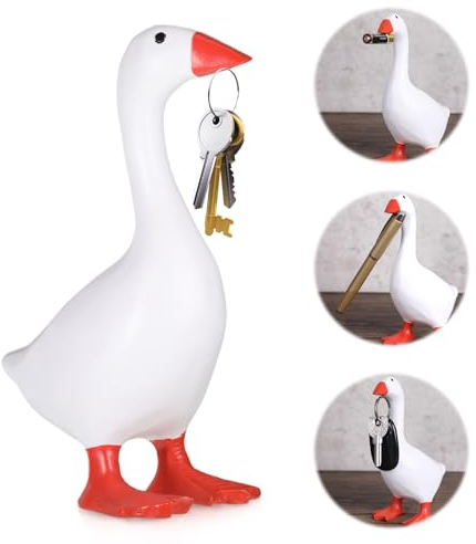 uinnossvc Magnetic Duck Goose Key Holder, Duck Shape Key Storage Rack, Cute Resin Duck Goose Key Storage Hanging Rack, Home Decoration Desktop Ornament for Table Kitchen Office Living Room Decor