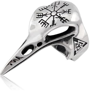 RDNKVB Wikinger Ringe nordischer Wikinger Rabe Runen Kompass Amulett Ring für Männer Frauen Jungen