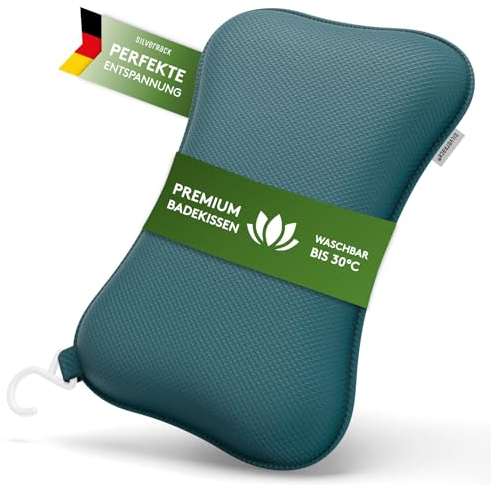 SilverRack Coussin de bain de qualité supérieure - Bleu pétrole - Avec ventouses - Appuie-tête pour la nuque et le jacuzzi - Accessoire de baignoire