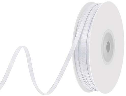 woric 91 Meter Schleifenband Weiss, 3 mm Geschenkband Weiß Satinband Weiss Dekoband Stoffband Weißes Band für Kommunion Deko Hochzeit Geburtstag Taufe Ostern Geschenkverpackung