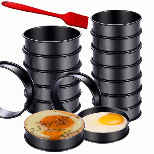 16Packs English Muffin Rings Crumpet Rings NONSTICK -Stainless Steel Double Rolled Tart Rings 3.15 Inch & 4 Inch Round Metal Baking Cooking Pastry Ring Molds for cookies, pancakes, crumpets
