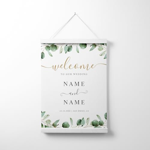 Cartello di benvenuto personalizzabile – The Party Starts Now Modern Wedding Reception Sign personalizzato tela da appendere cartello per matrimoni, anniversari ed eventi speciali Decor (1)