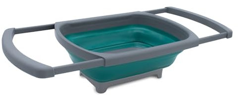 Camping Waschbecken 38 x 26 cm faltbar - 5 L - Silikon Waschwanne mit Griffen und Ablauf - Allzweck Outdoor Spülschüssel Spülbecken für Ausflug Festival Picknick Falt Wasch Schüssel
