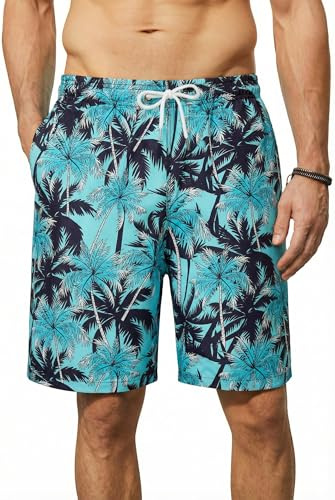 Enlision Herrbadshorts 19 cm sommar strand bermuda, långa badbyxor för män, snabbtorkande, vardaglig, semester, Hawaiianska boardshorts, tropiskt mönstrade korta byxor med nätfoderfickor S-3XL