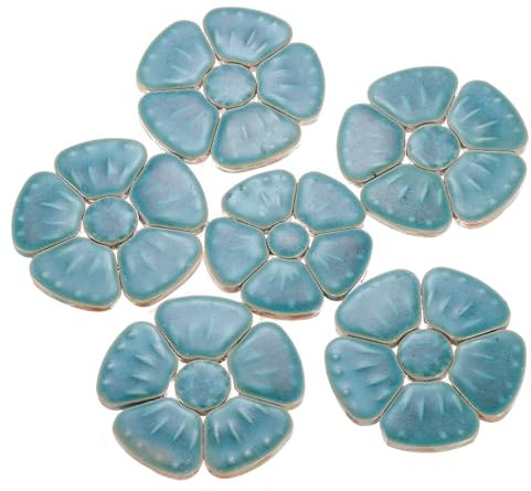sourcing map 250g/0.55 lbs Flower Ceramics Mosaic Tiles, 3.5-6 cm Bulk Stained Ceramic Mosaic Pieces Stones Mosaic Kits for DIY Art Crafts, Handmade Art Craft Projects Home Decor, Green