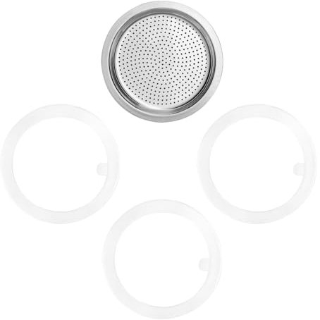 wedrink 1 filtro e 3 guarnizioni di ricambio in silicone per moka e caffettiera espresso in acciaio inox (6 tazze)
